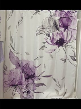 Floral Purple Shower Curtain - Elegant Bathroom Accent